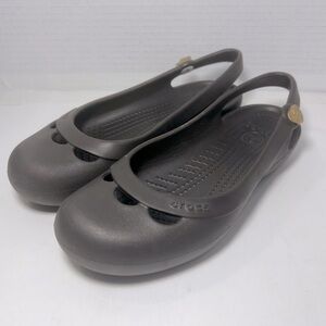 Women’s Crocs Brown Jayna Slingback Ballet Flats Slip On Ankle Strap Size 5